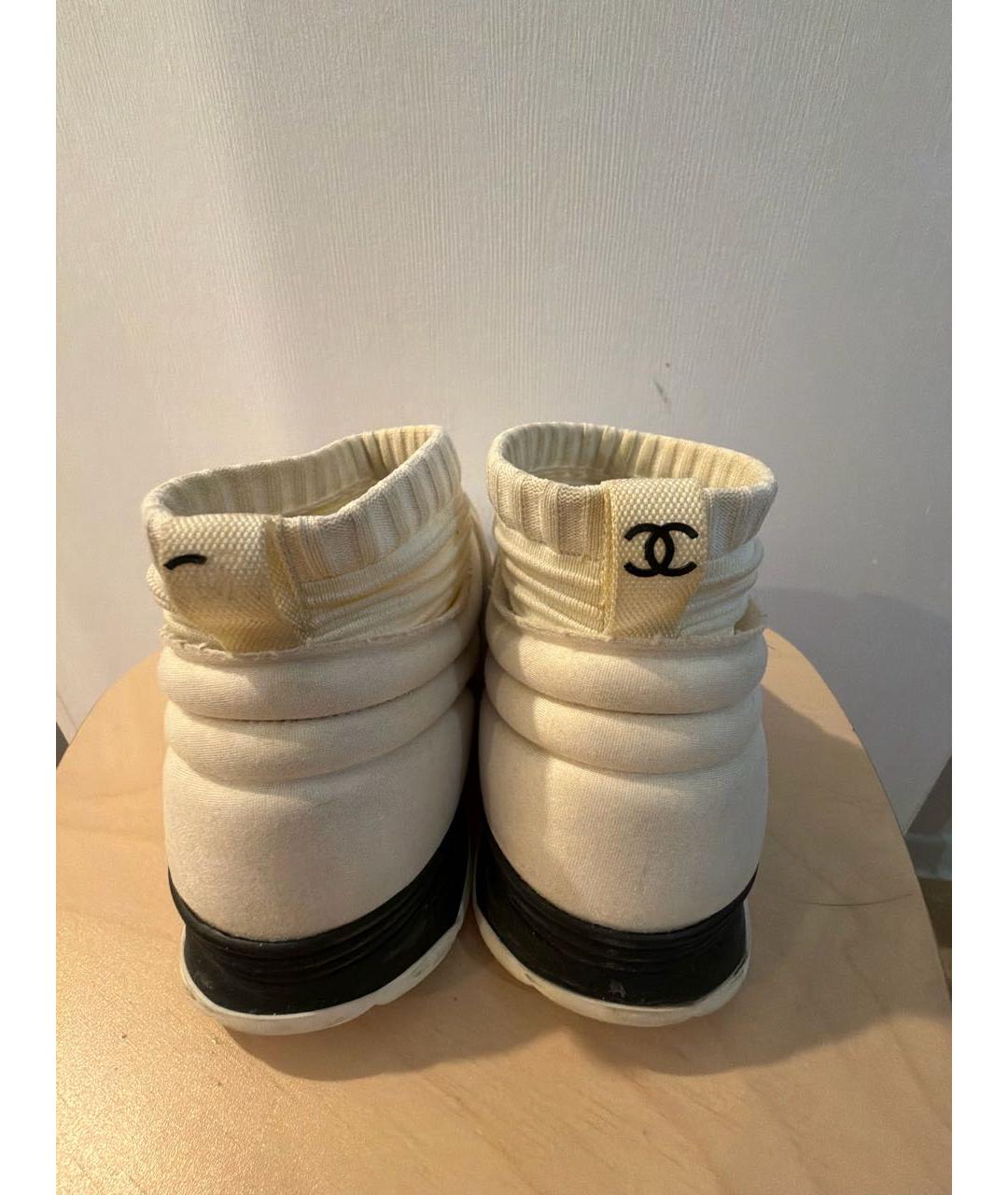 CHANEL Белые текстильные ботинки, фото 4