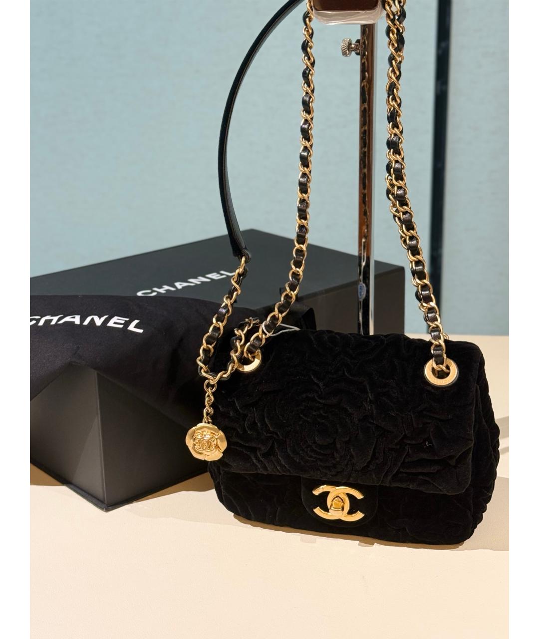 CHANEL Черная бархатная сумка через плечо, фото 9