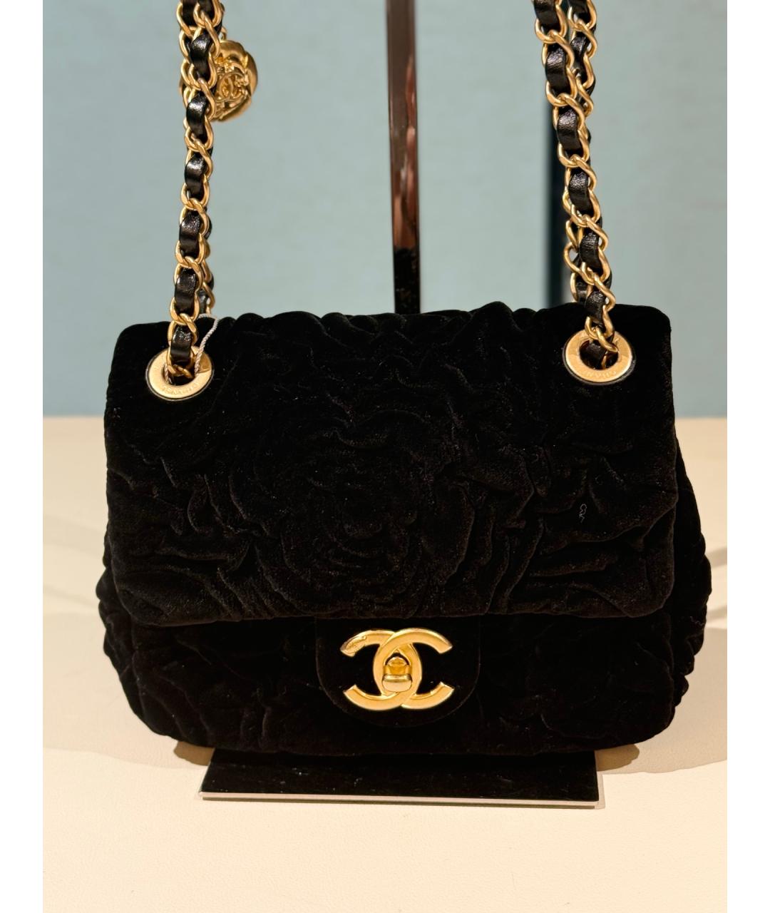 CHANEL Черная бархатная сумка через плечо, фото 2