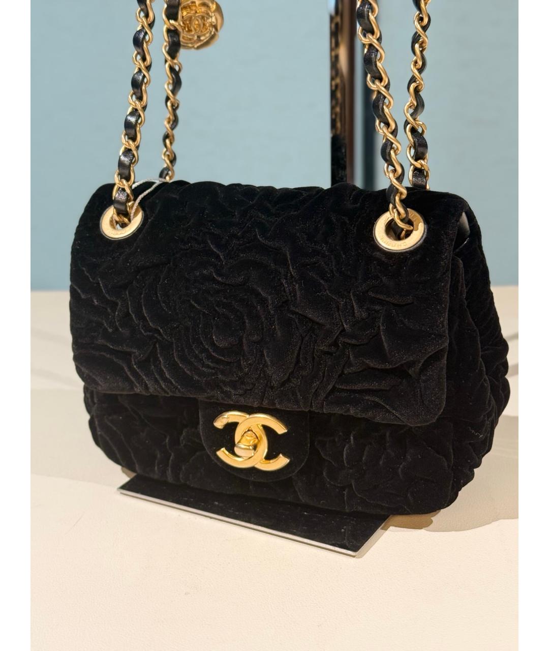 CHANEL Черная бархатная сумка через плечо, фото 3