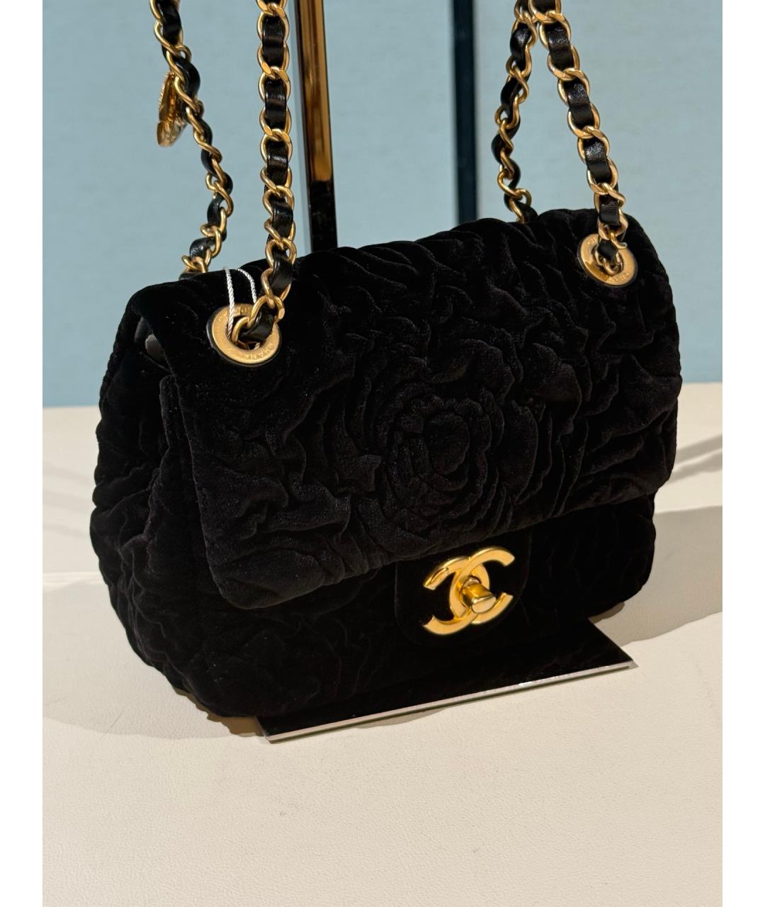 CHANEL Черная бархатная сумка через плечо, фото 4