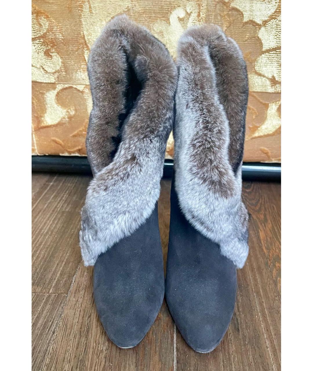 MANOLO BLAHNIK Серые замшевые ботильоны, фото 2