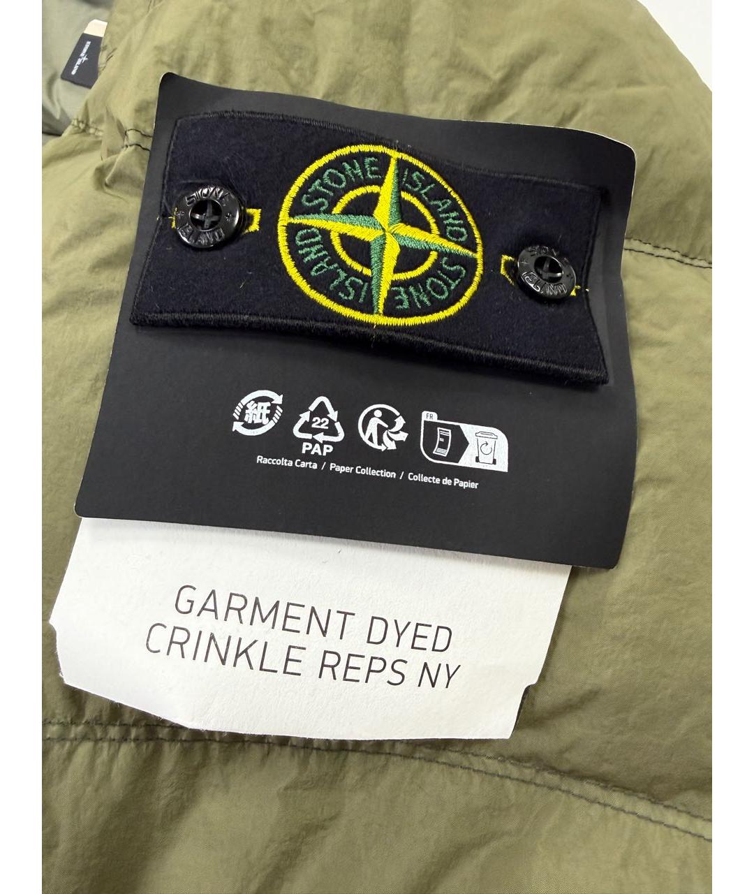 STONE ISLAND Зеленый полиамидовый пуховик, фото 6