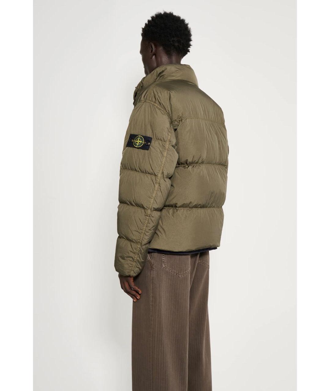 STONE ISLAND Зеленый полиамидовый пуховик, фото 4
