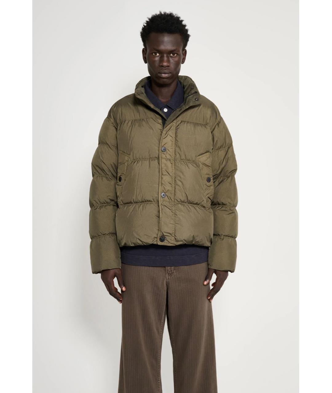 STONE ISLAND Зеленый полиамидовый пуховик, фото 3
