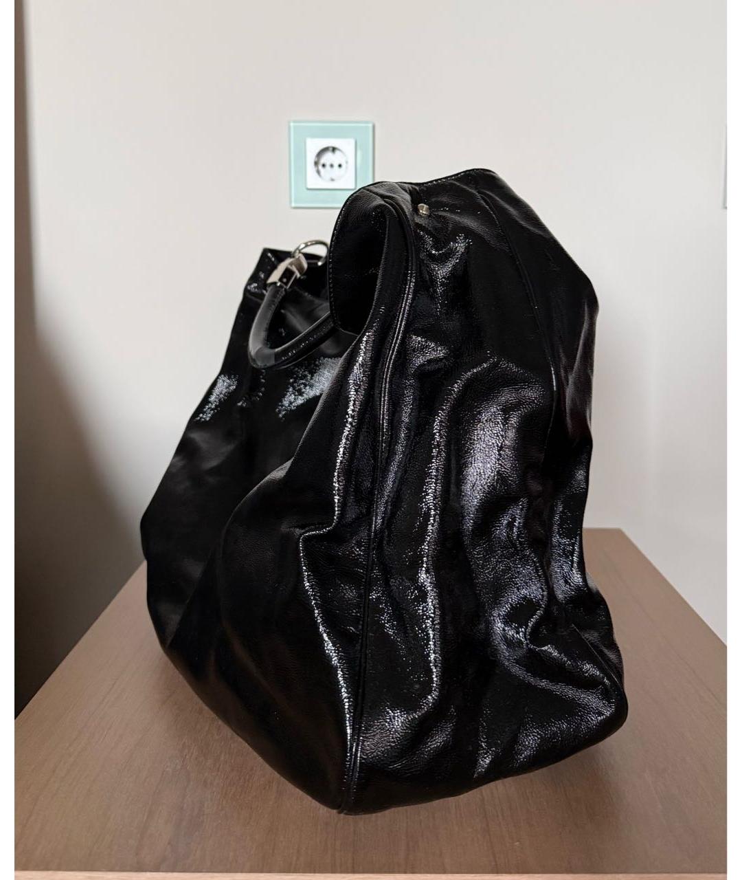 SAINT LAURENT Черная сумка с короткими ручками из лакированной кожи, фото 2