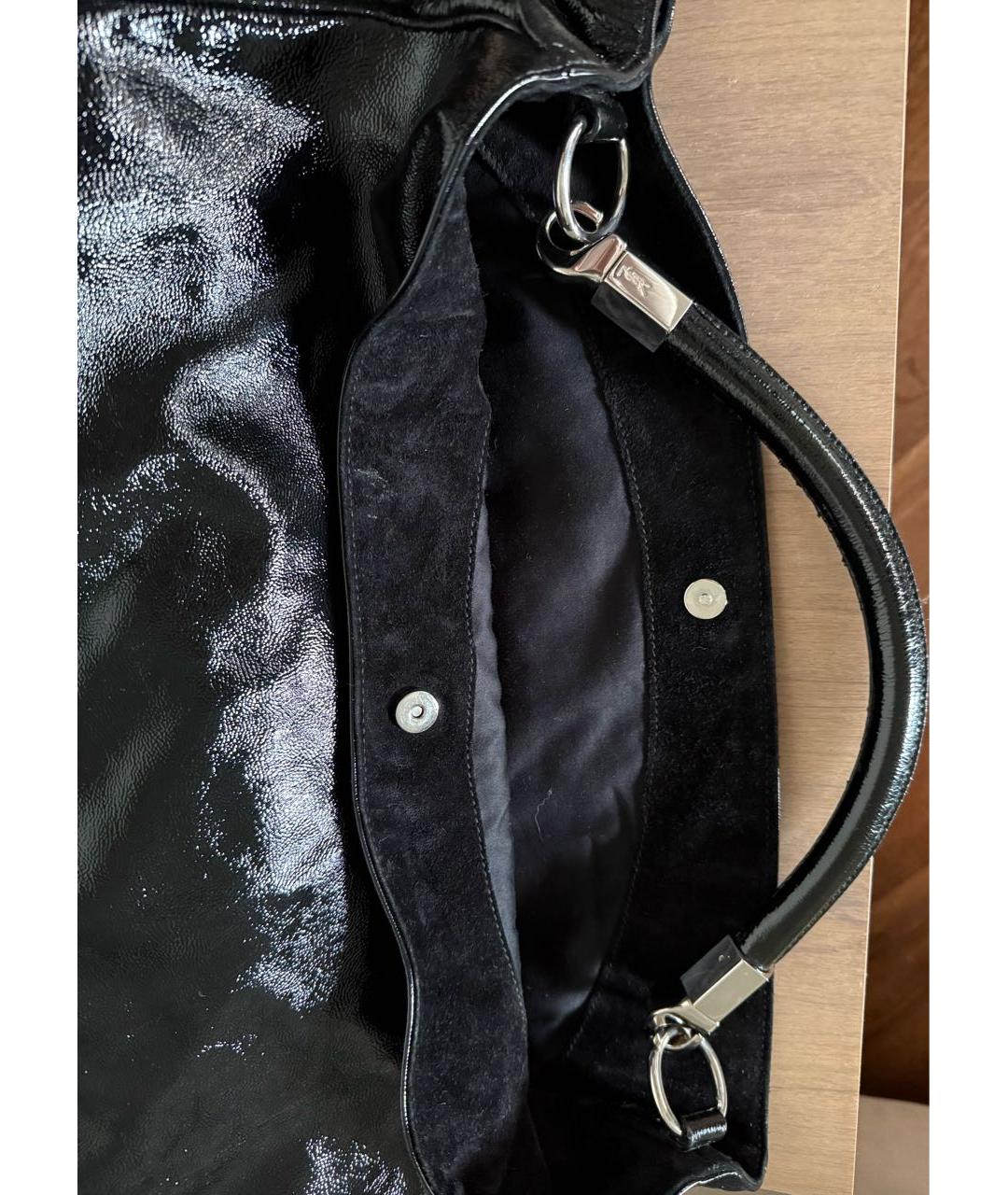 SAINT LAURENT Черная сумка с короткими ручками из лакированной кожи, фото 5