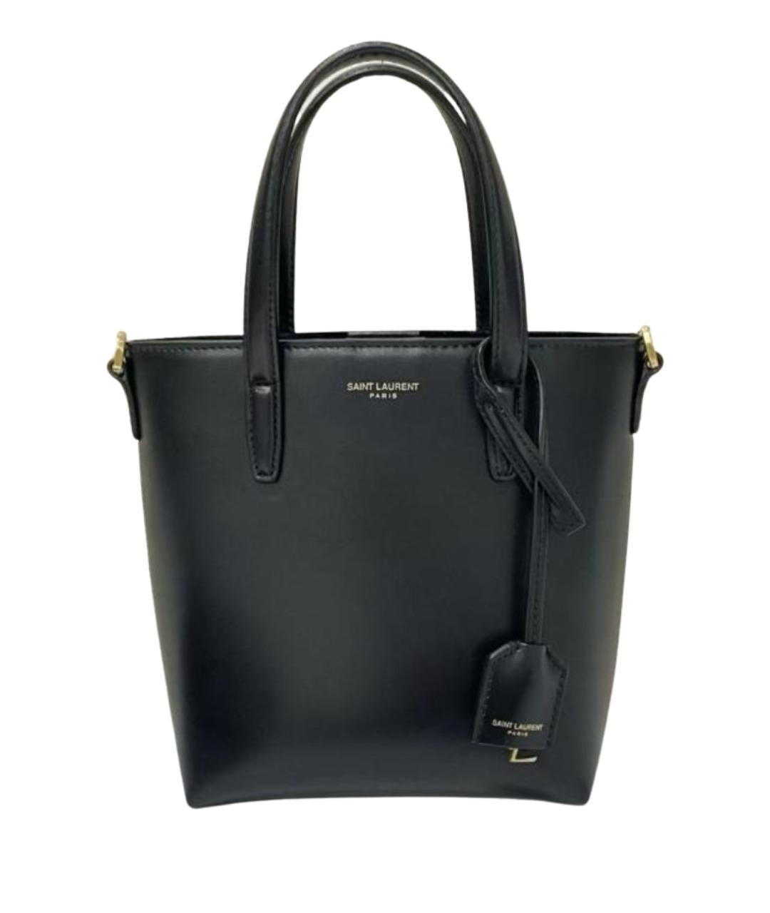 SAINT LAURENT Черная кожаная сумка тоут, фото 1