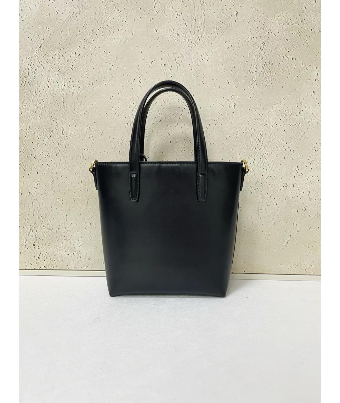 SAINT LAURENT Черная кожаная сумка тоут, фото 2