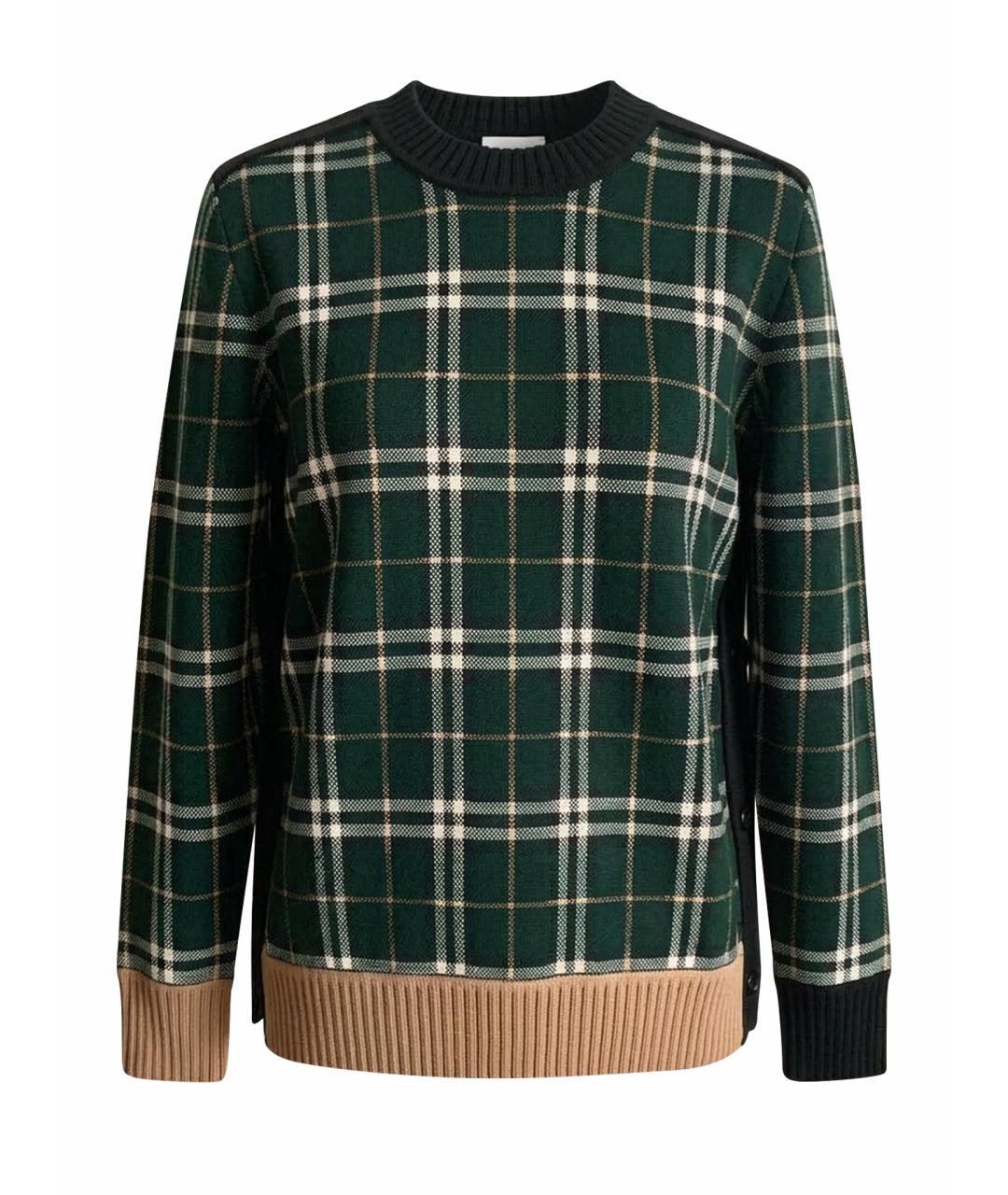 BURBERRY Зеленый шерстяной джемпер / свитер, фото 1