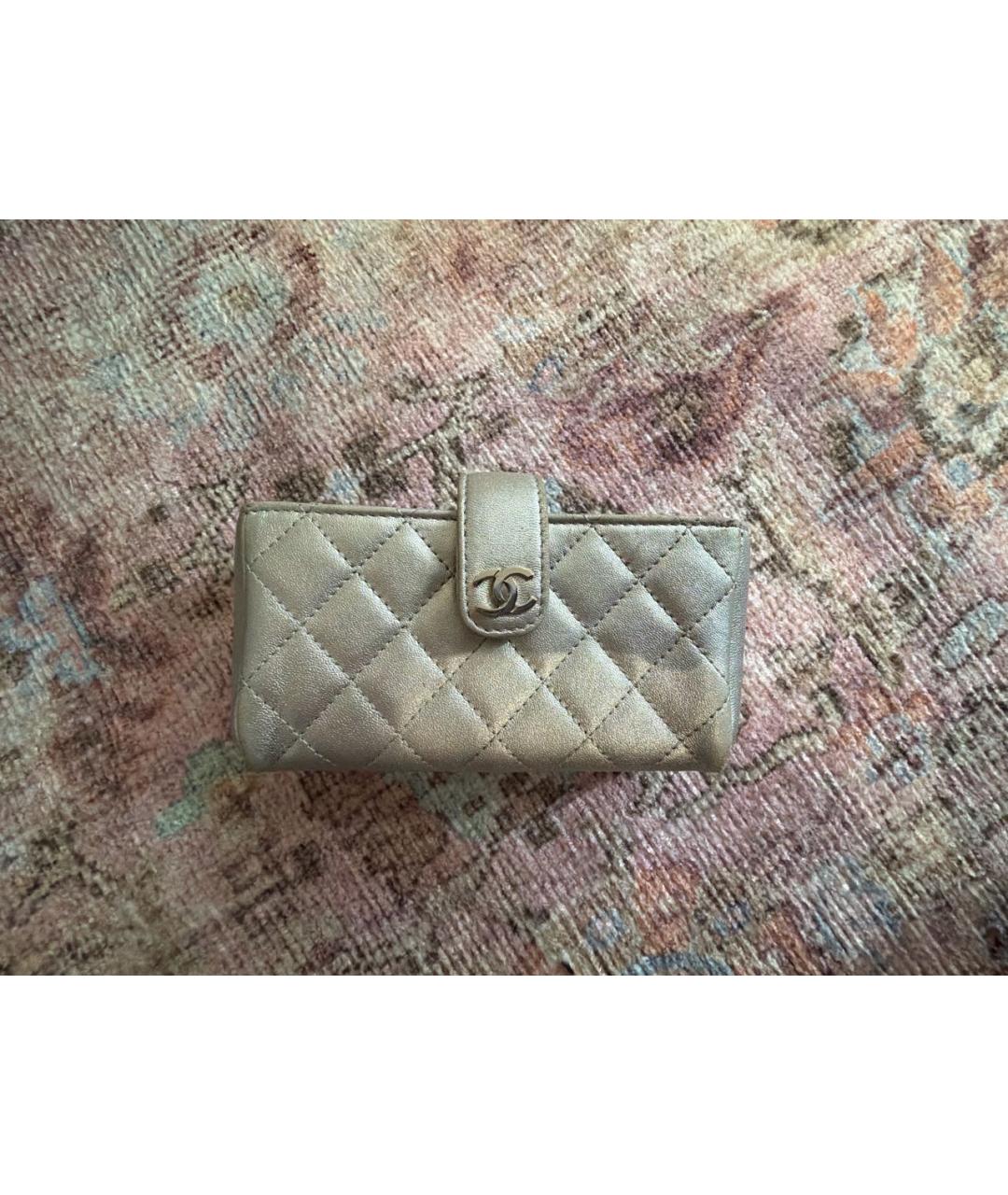 CHANEL Серебряный кожаный кошелек, фото 3