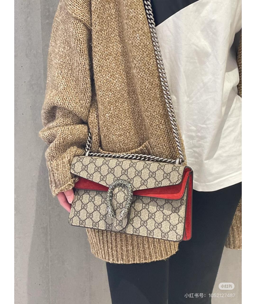 GUCCI Красная деним сумка через плечо, фото 6