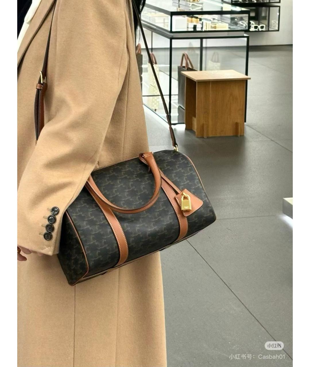 CELINE Черная сумка тоут из искусственной кожи, фото 6