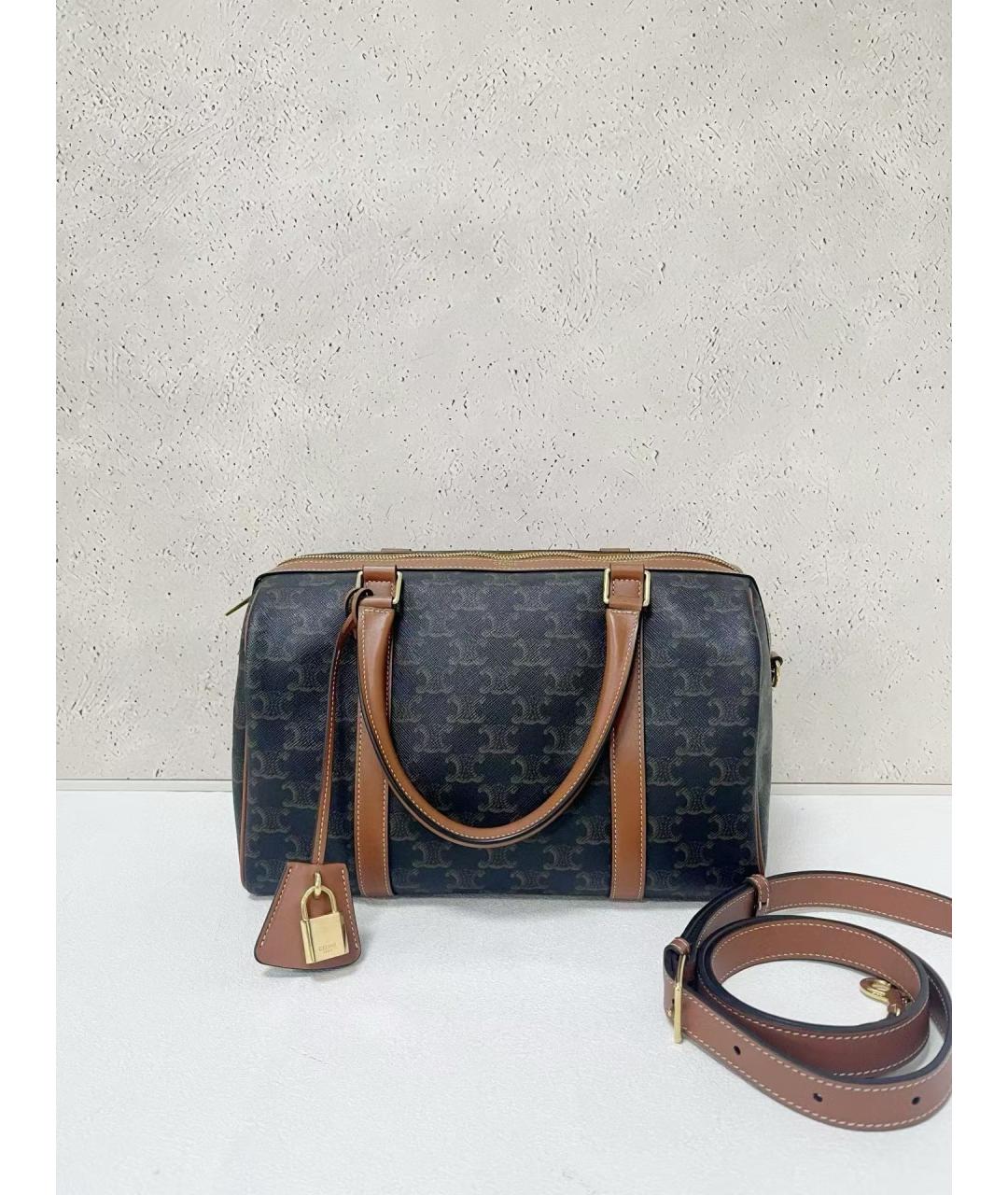 CELINE Черная сумка тоут из искусственной кожи, фото 7