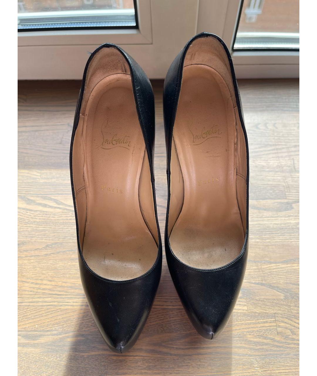 CHRISTIAN LOUBOUTIN Черные кожаные туфли, фото 2