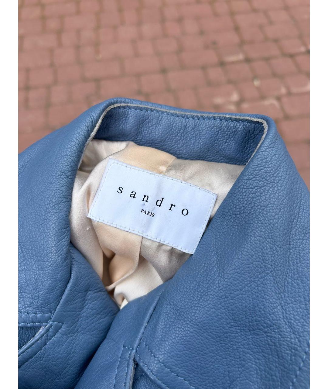 SANDRO Голубая кожаная куртка, фото 4