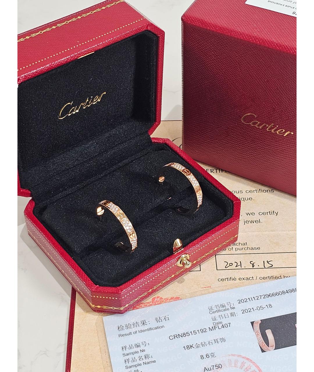 CARTIER Золотые серьги из розового золота, фото 2