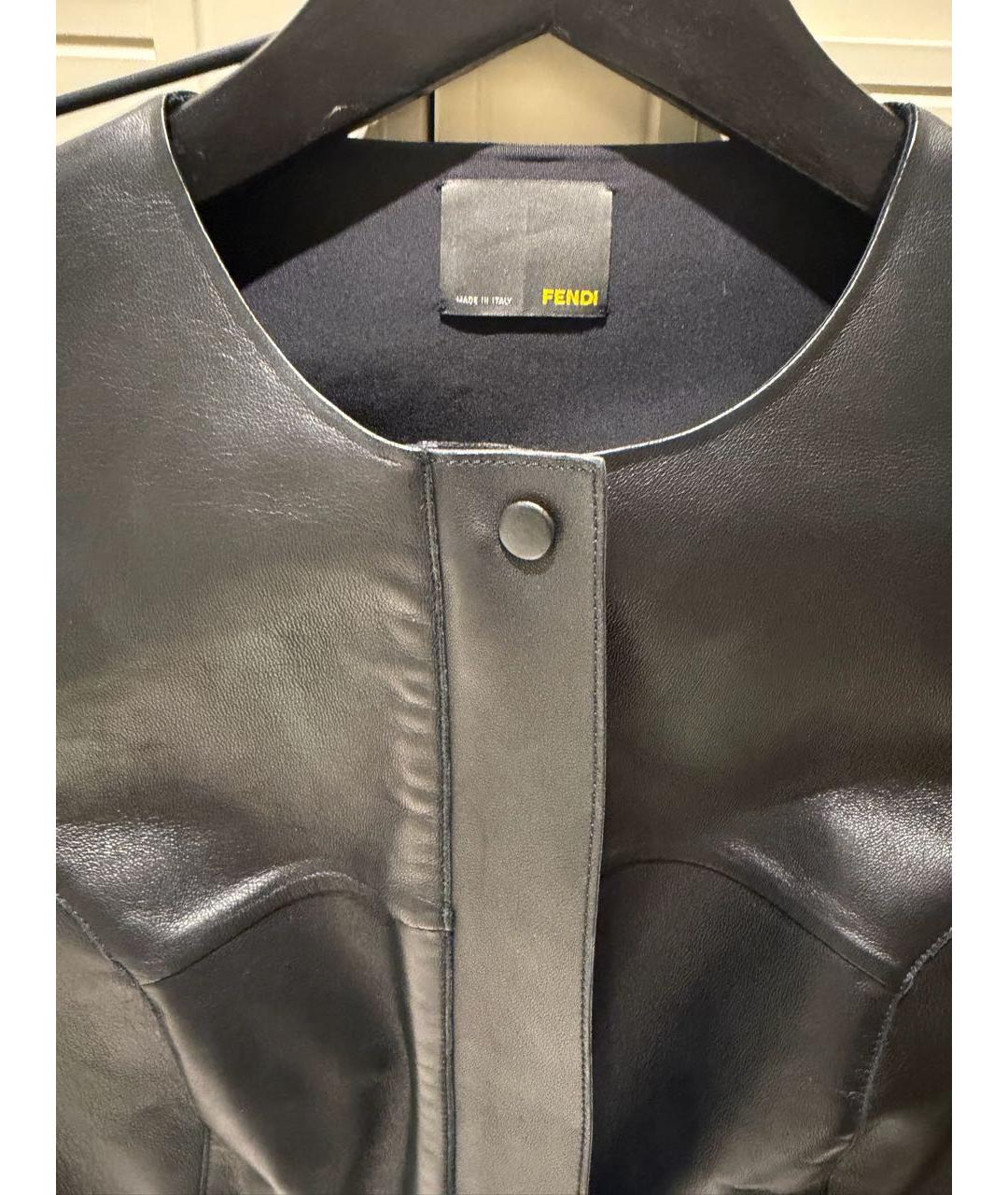 FENDI Черная кожаная куртка, фото 3