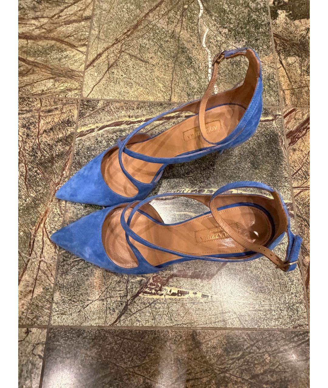 AQUAZZURA Голубые замшевые туфли, фото 4