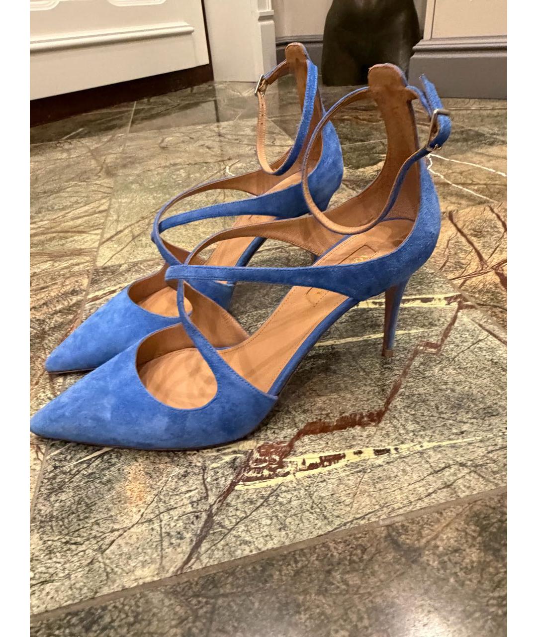 AQUAZZURA Голубые замшевые туфли, фото 3