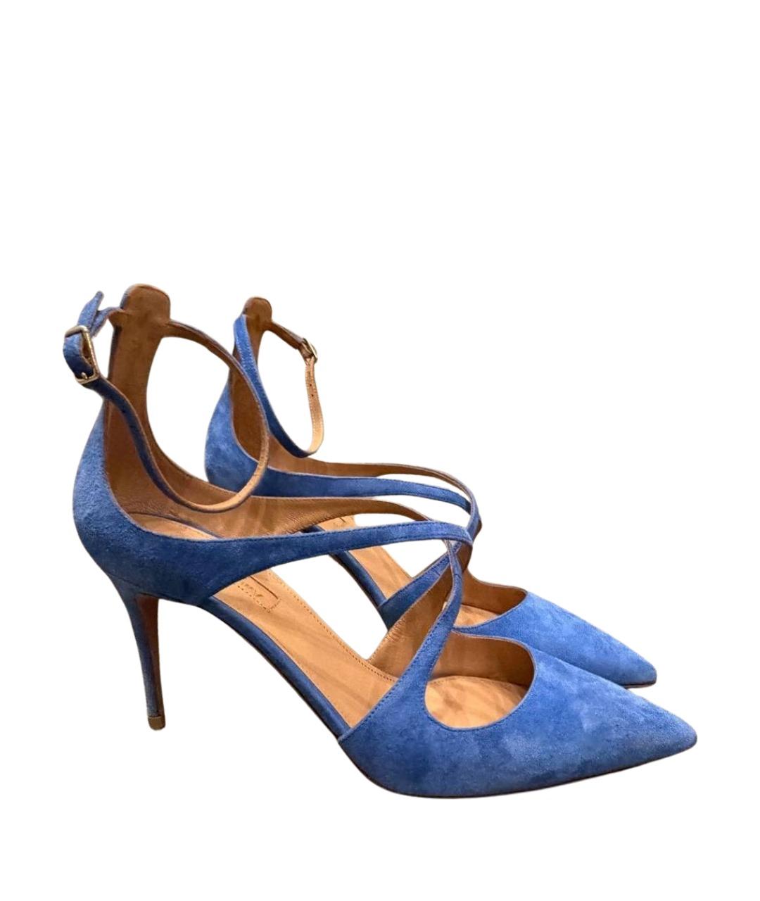 AQUAZZURA Голубые замшевые туфли, фото 1