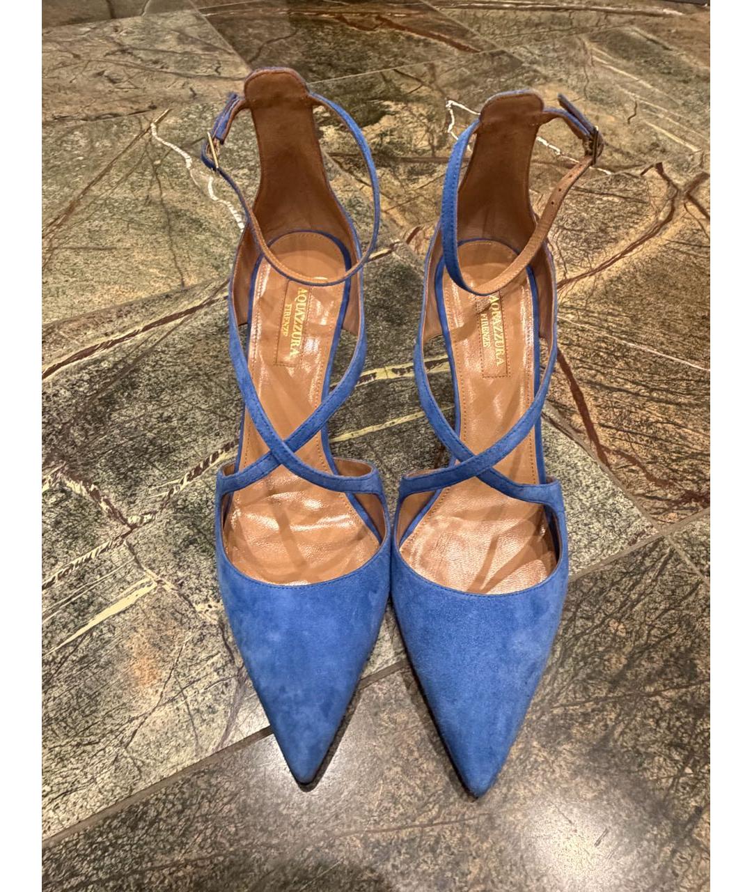 AQUAZZURA Голубые замшевые туфли, фото 2