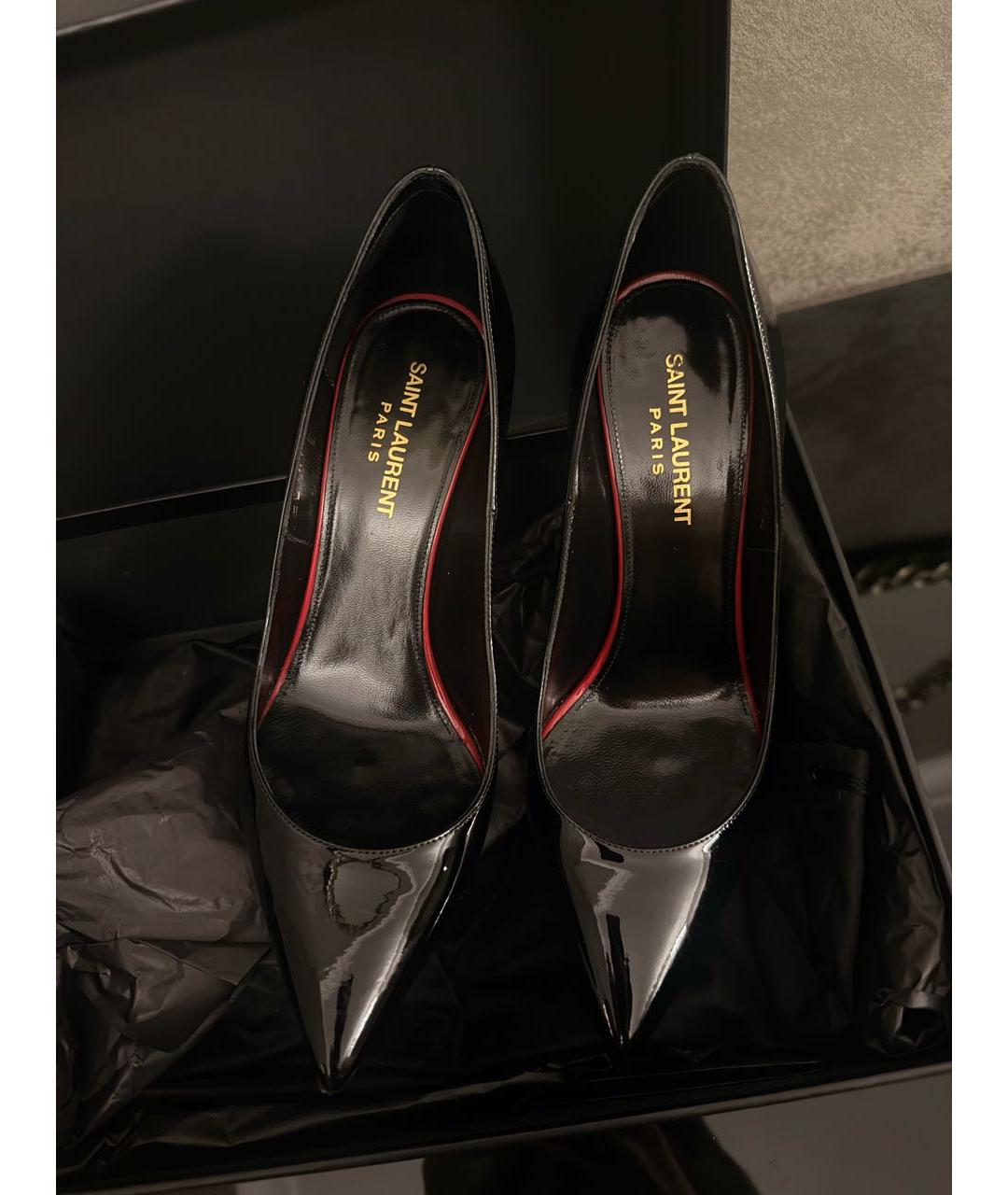 SAINT LAURENT Черные туфли из лакированной кожи, фото 2