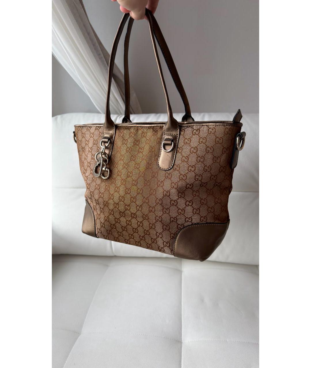GUCCI Коричневая сумка тоут из канвы, фото 2