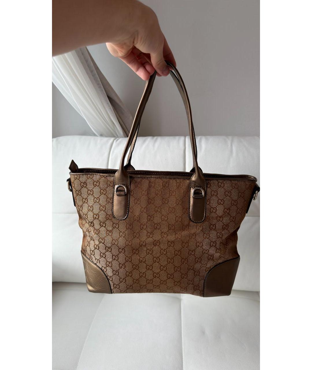 GUCCI Коричневая сумка тоут из канвы, фото 3