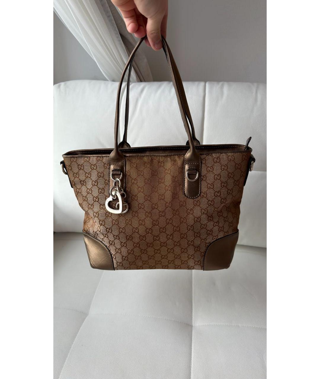 GUCCI Коричневая сумка тоут из канвы, фото 8