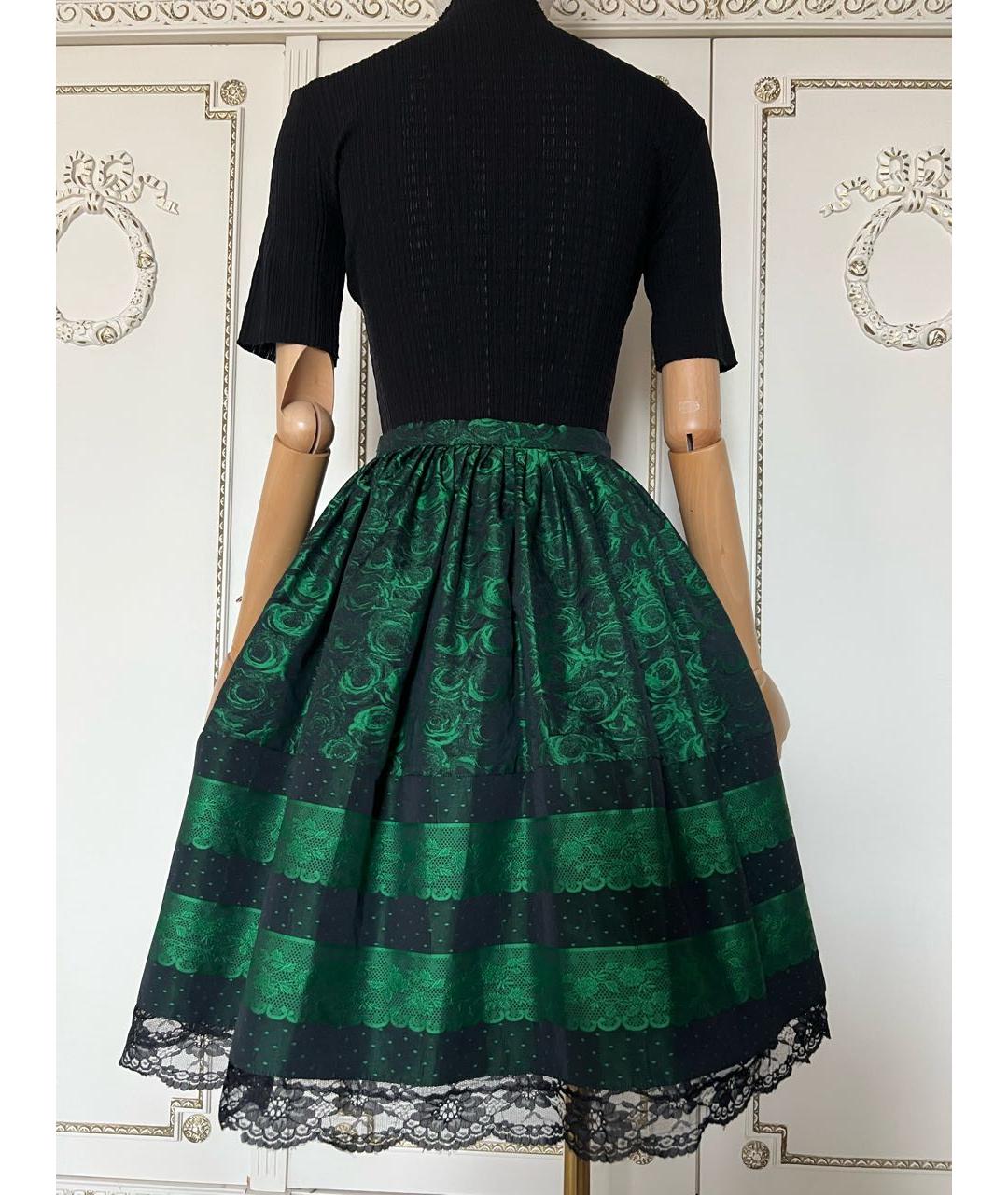 RED VALENTINO Зеленая полиэстеровая юбка мини, фото 2