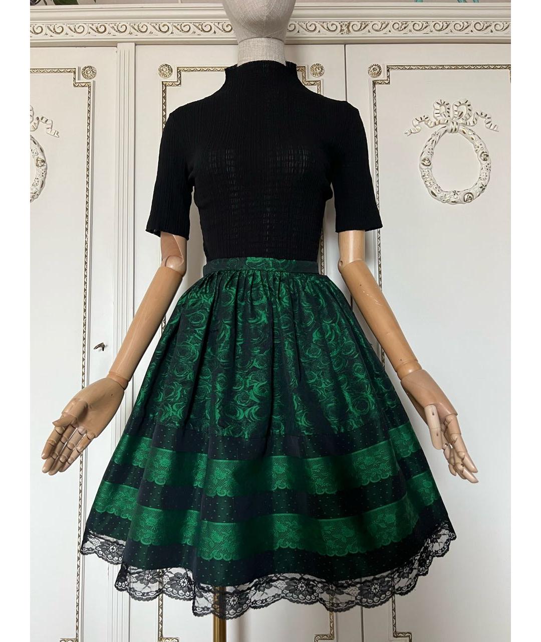 RED VALENTINO Зеленая полиэстеровая юбка мини, фото 3
