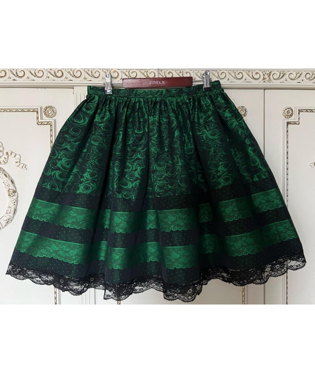 RED VALENTINO Зеленая полиэстеровая юбка мини, фото 7