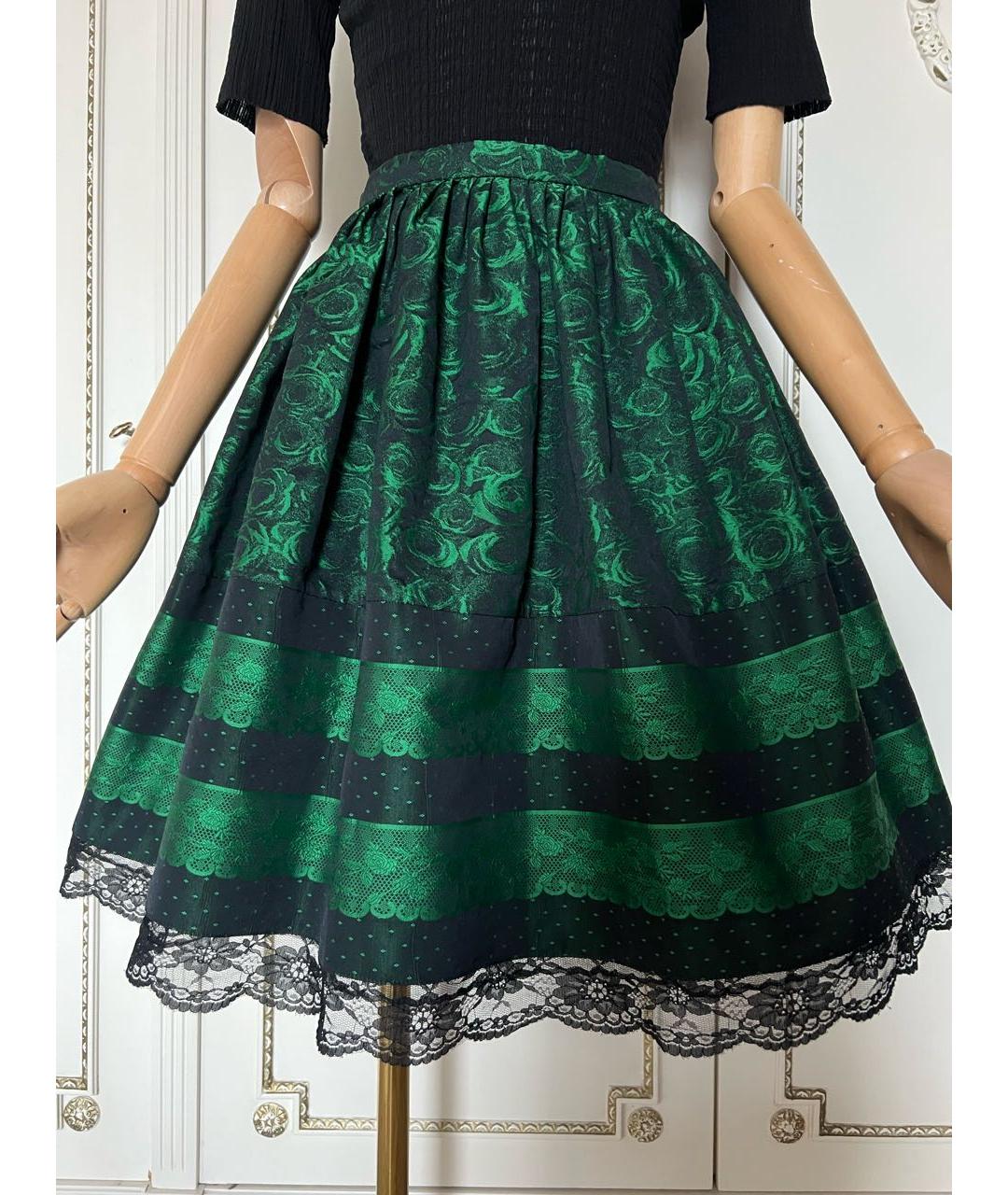 RED VALENTINO Зеленая полиэстеровая юбка мини, фото 4