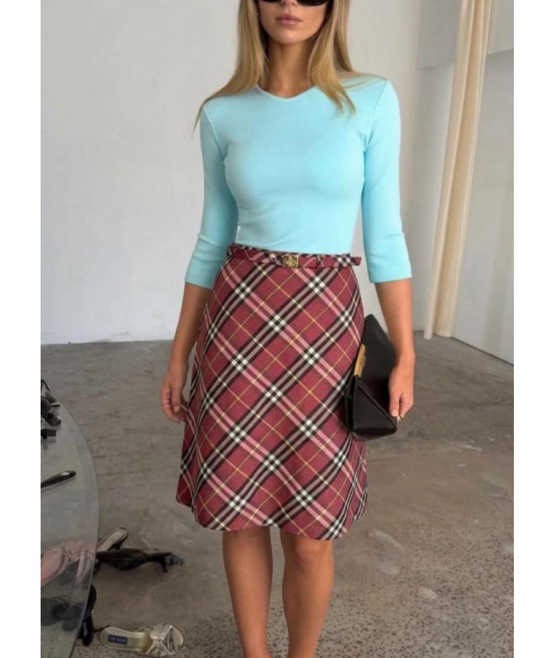 BURBERRY Мульти шерстяная юбка мини, фото 2