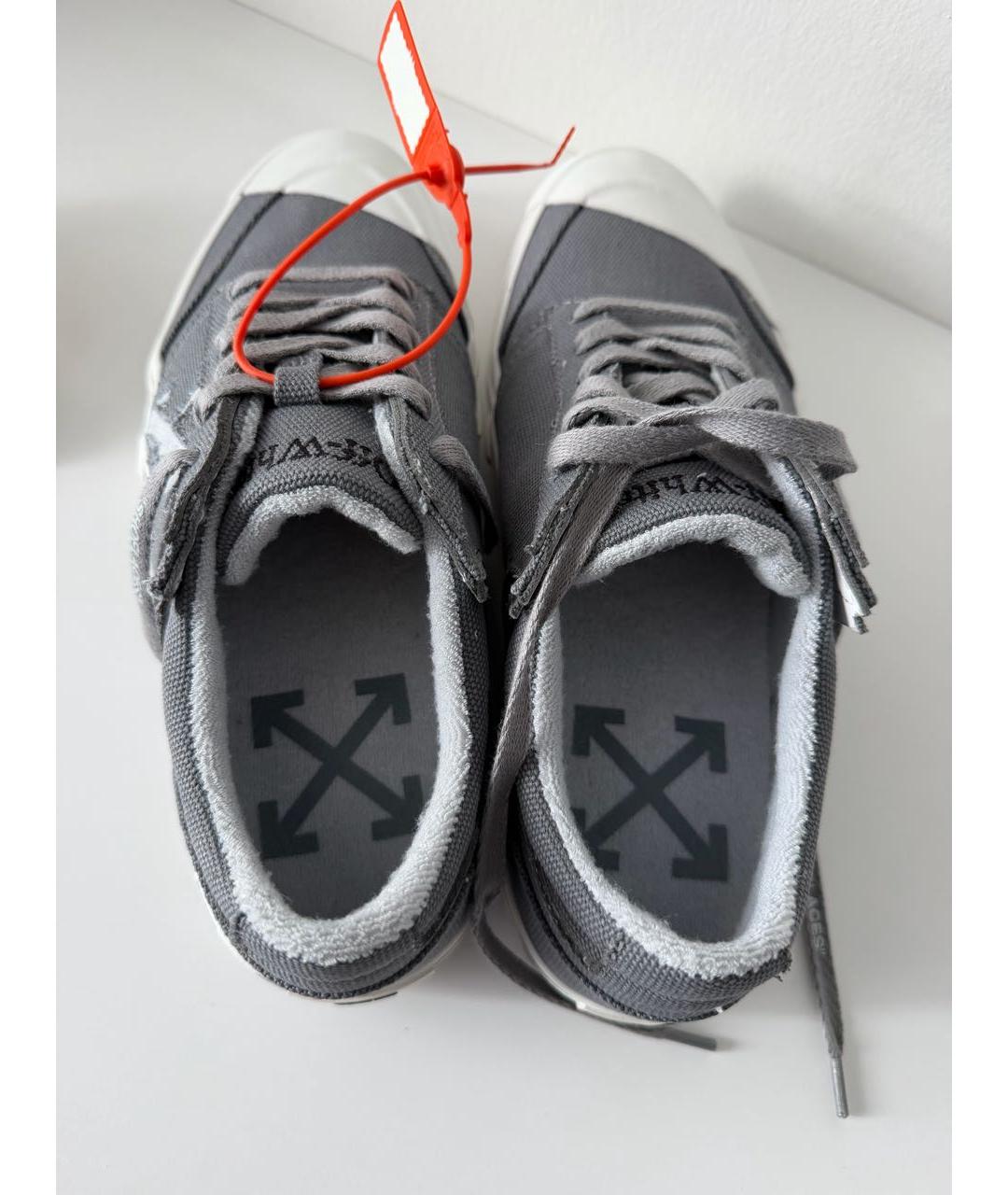 OFF-WHITE Серые текстильные низкие кроссовки / кеды, фото 3