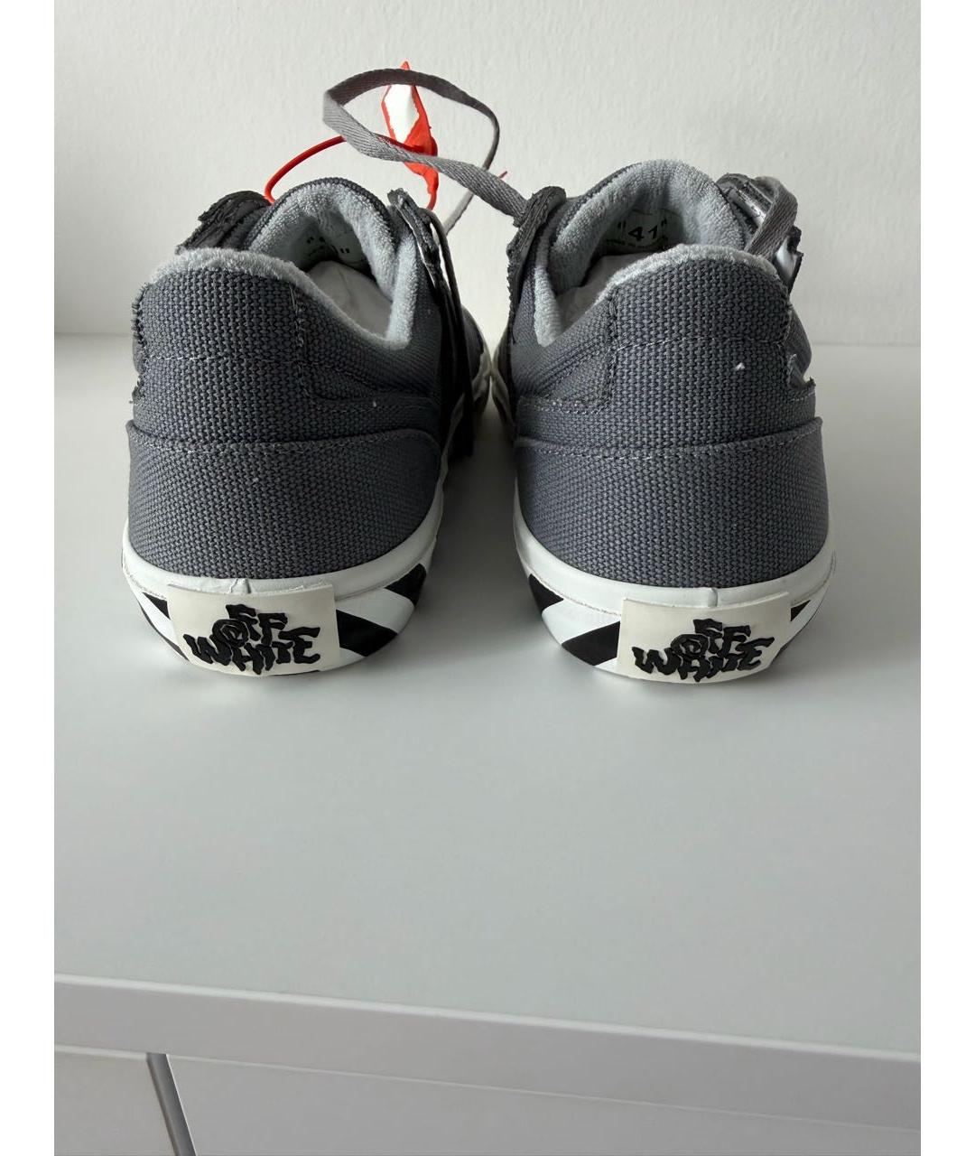 OFF-WHITE Серые текстильные низкие кроссовки / кеды, фото 4
