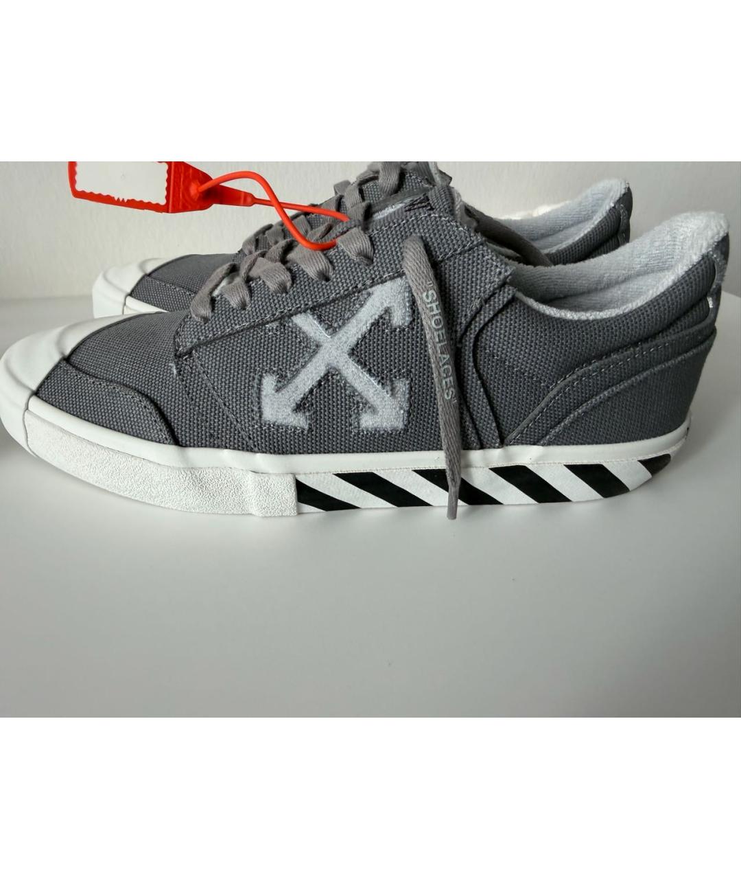 OFF-WHITE Серые текстильные низкие кроссовки / кеды, фото 5