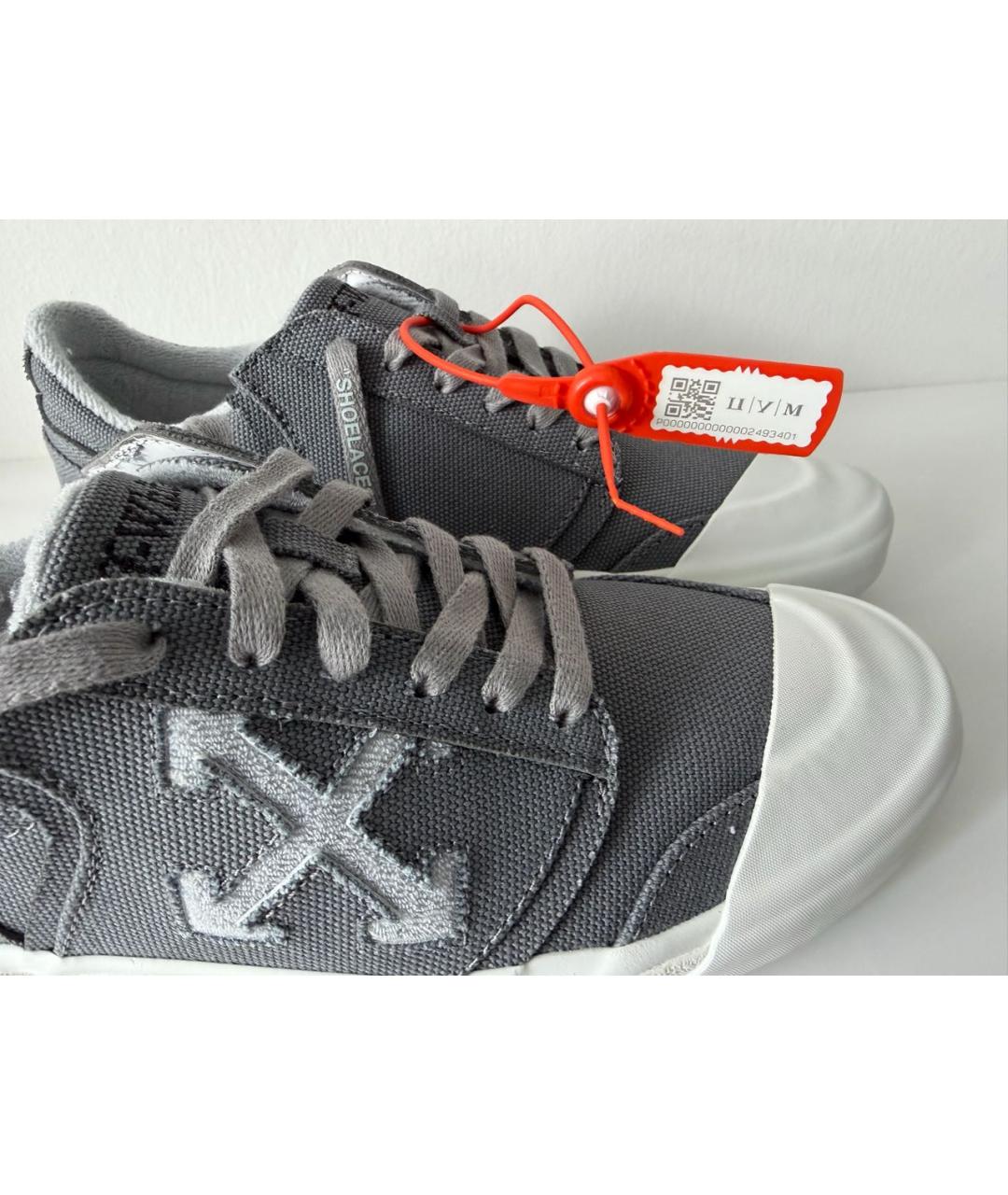 OFF-WHITE Серые текстильные низкие кроссовки / кеды, фото 2