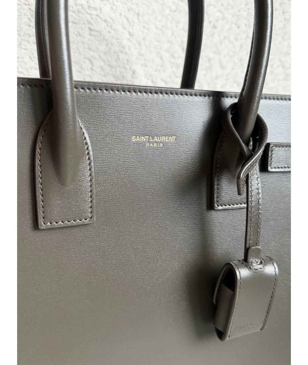 SAINT LAURENT Коричневая кожаная сумка тоут, фото 4