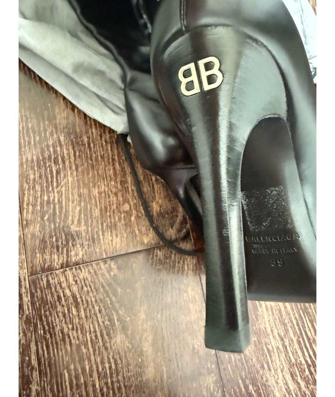 BALENCIAGA Черные кожаные ботфорты, фото 5