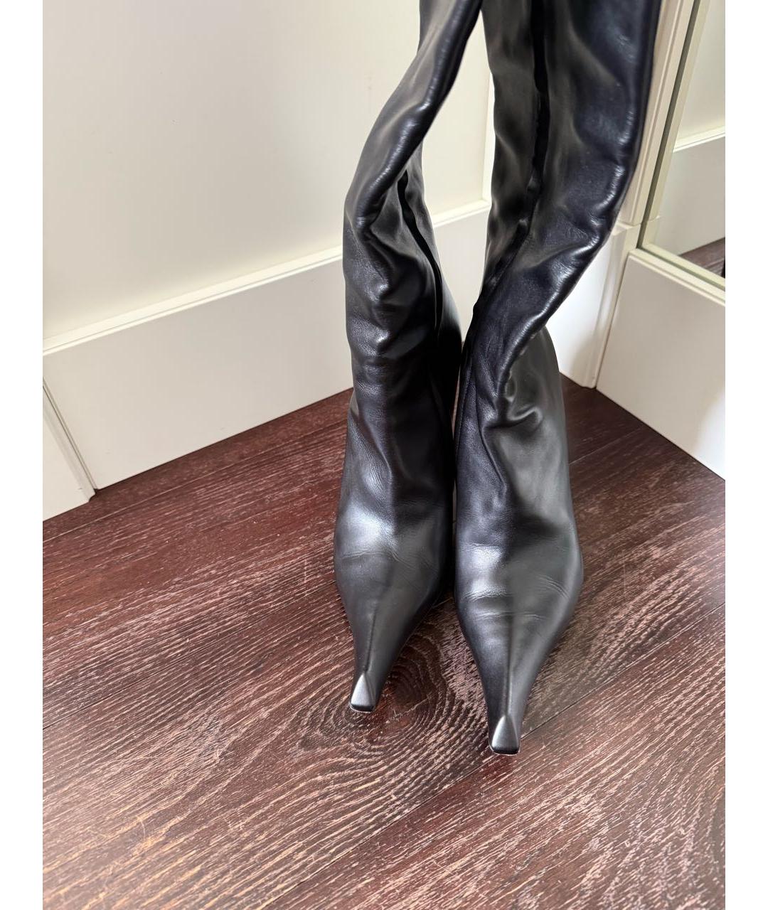BALENCIAGA Черные кожаные ботфорты, фото 3
