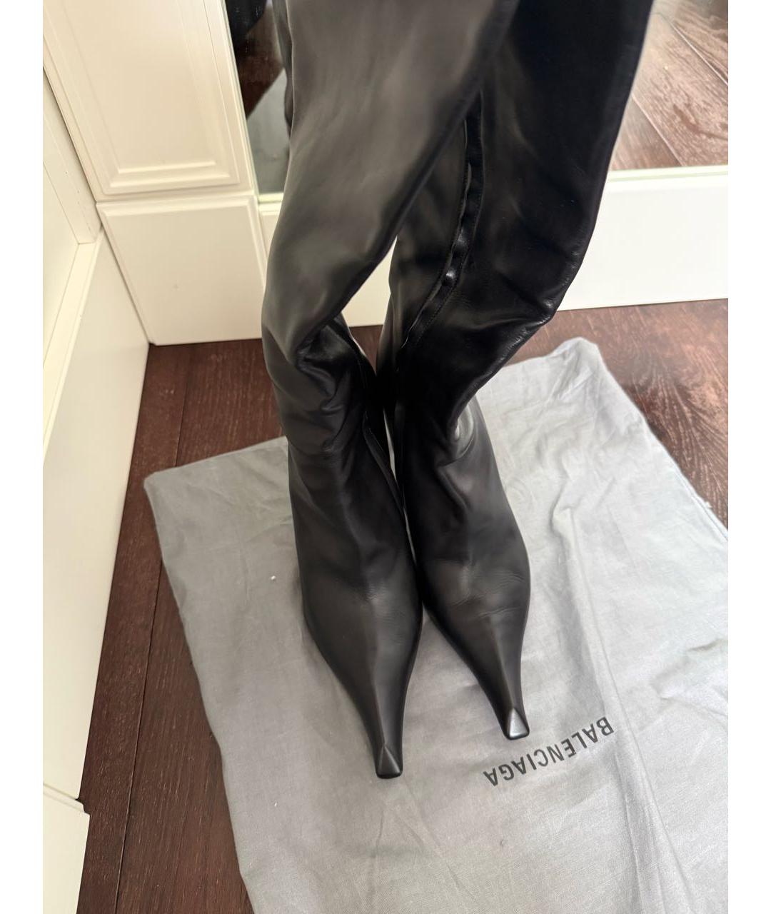 BALENCIAGA Черные кожаные ботфорты, фото 7