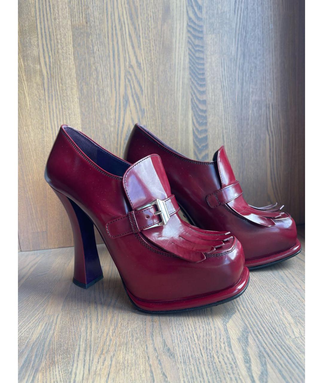 PRADA Бордовые кожаные туфли, фото 4