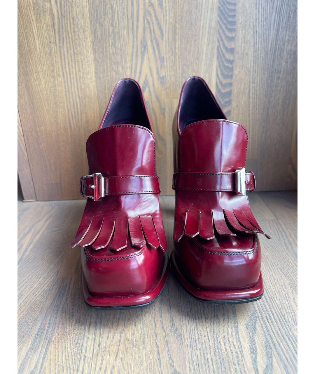 PRADA Бордовые кожаные туфли, фото 2