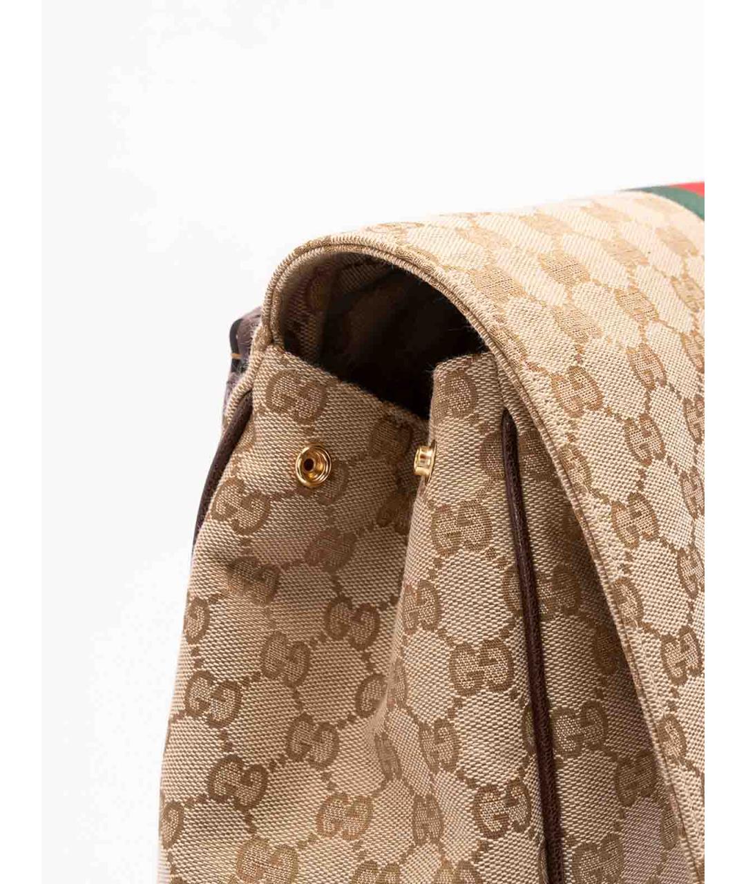 GUCCI Бежевая сумка с короткими ручками из канвы, фото 4