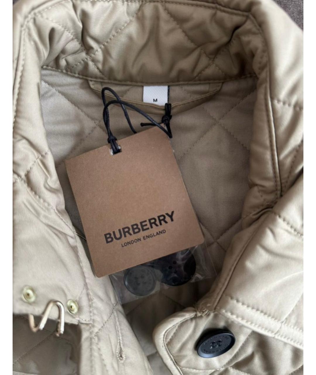 BURBERRY Бежевая полиэстеровая куртка, фото 3
