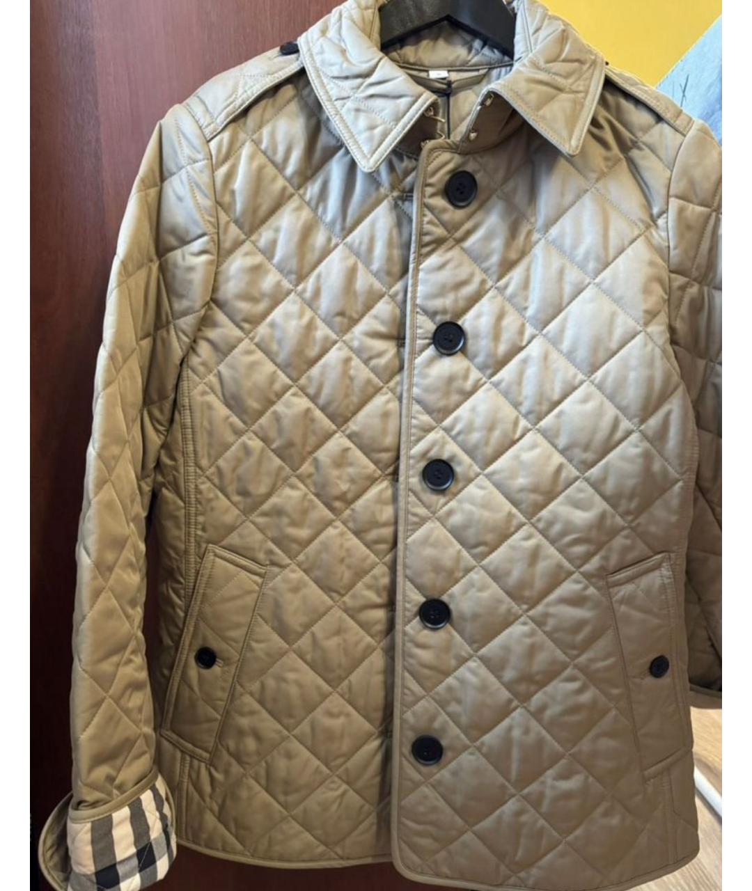 BURBERRY Бежевая полиэстеровая куртка, фото 5