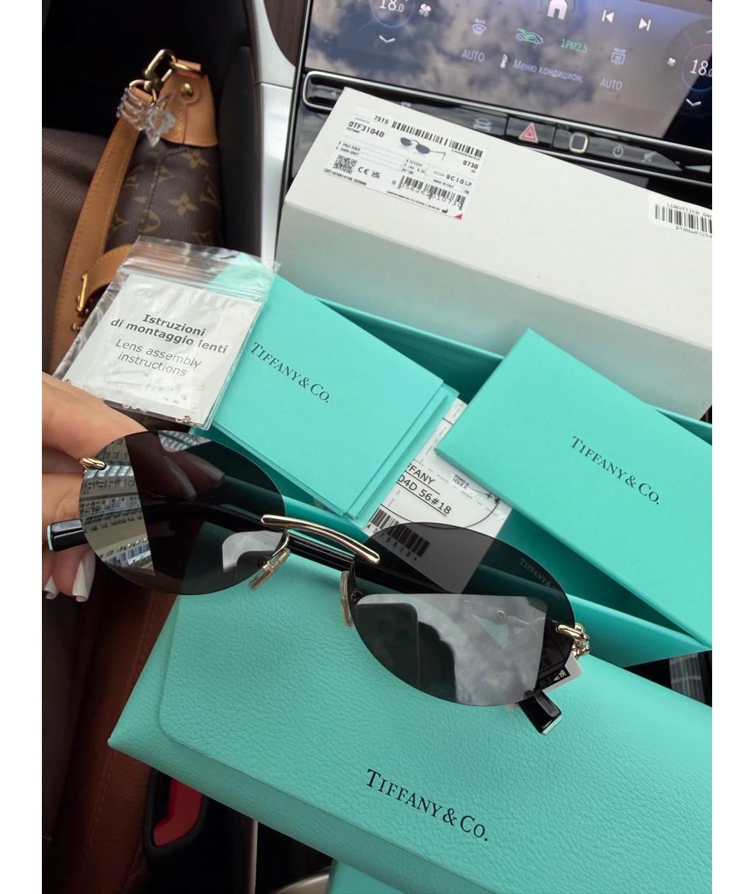 TIFFANY&CO Черные металлические солнцезащитные очки, фото 2