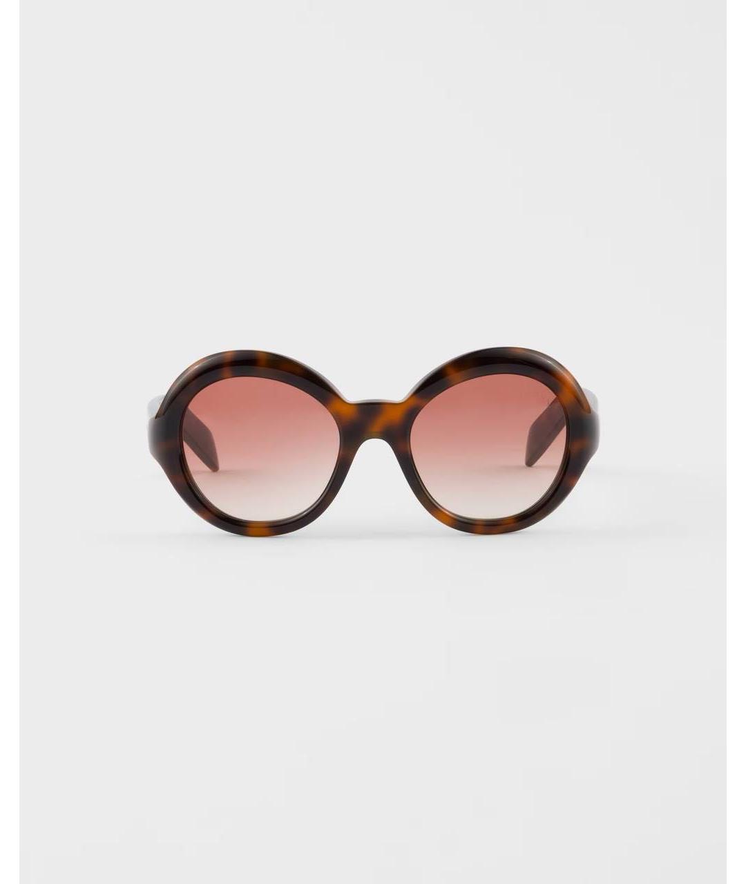 PRADA Коричневые пластиковые солнцезащитные очки, фото 2